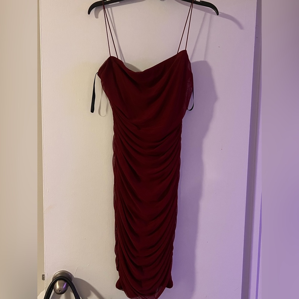 B. Darlin Womens Burgundy Knit Rushed Juniors Bodycon Dress Plus
